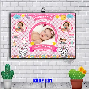 Biodata Bayi hiasan dinding wall decor MDF 30x40 cm dan 40x60 cm