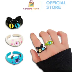 Cincin Korea C25 Motif Kartun Monster Kucing Lucu Cincin Couple Kecil Warna Beragam Aksesoris Fashion