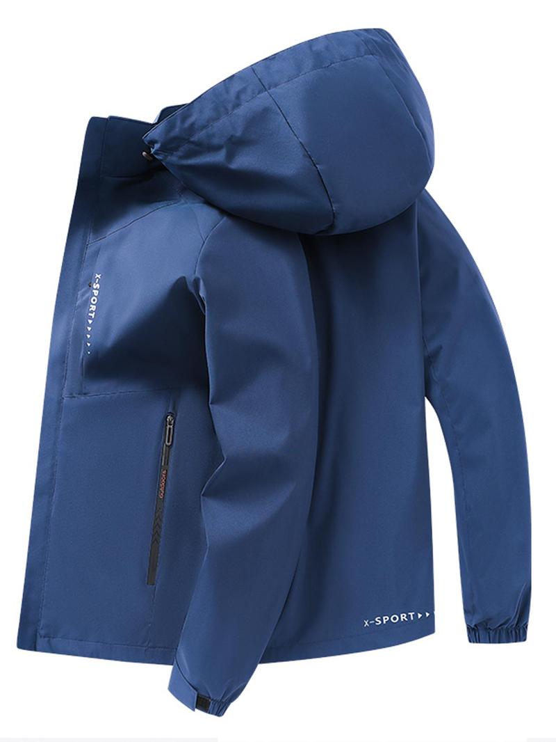 Product Introduction of Men's Hooded Hardshell Jacket, Regular Fit Casual Windproof Waterproof Long Sleeve Outerwear for Spring & Fall, Fashion Men's Clothes for Outdoor Activities, Coat 2