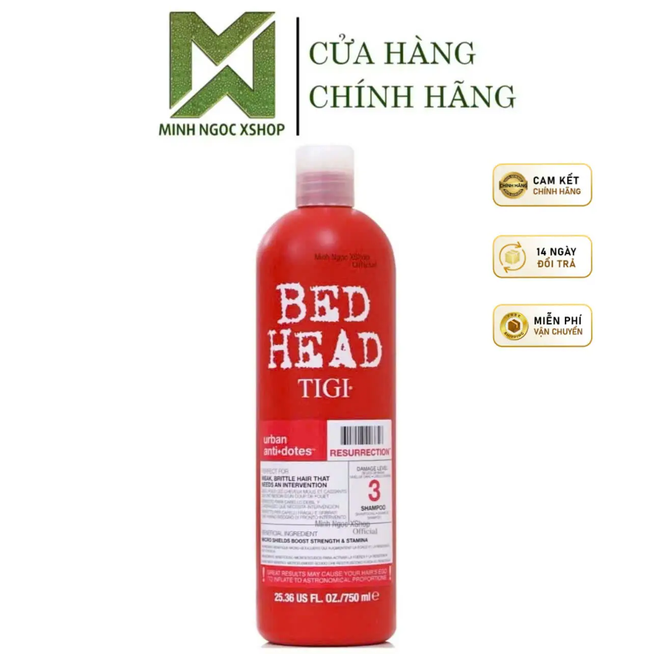 Dầu gội tái sinh siêu phục hồi Tigi Bed Head Resurrection Supper Repair 750ML, tigi đỏ bản au mỹ