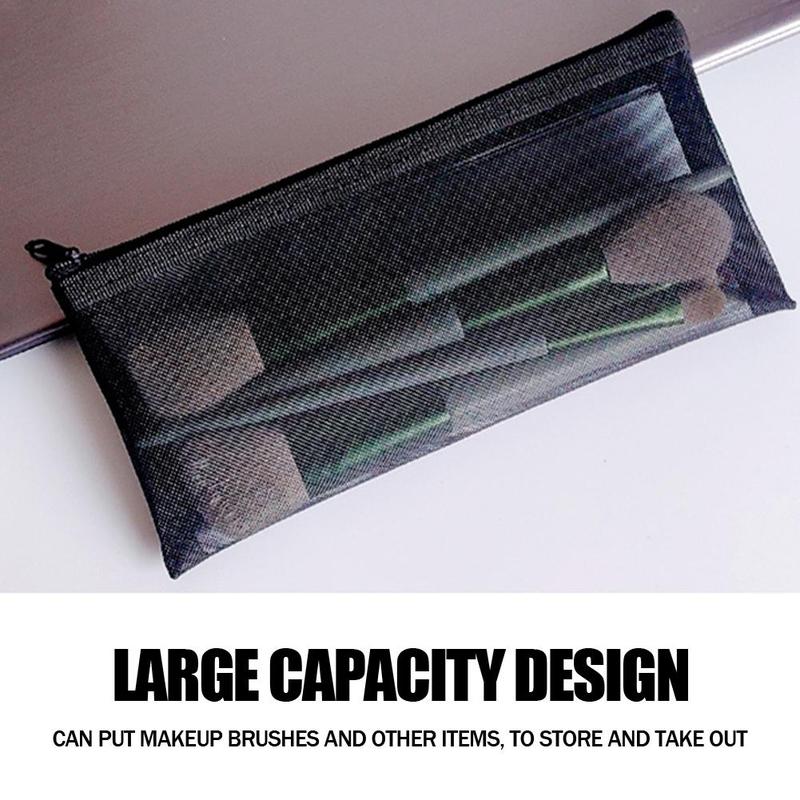 Black Mesh Cosmetic Bags Outdoor Black Zipper Bag Transparent Travel Organizer Large Capacity Comestic Bag 4