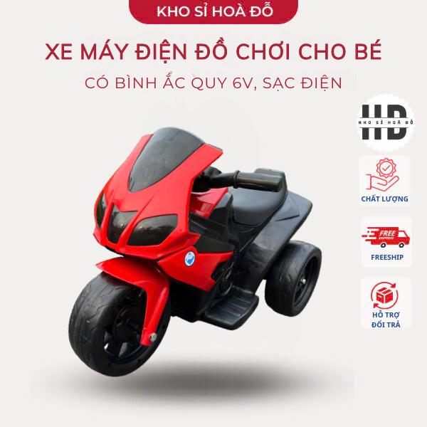 Xe Máy Điện Đồ Chơi Trẻ em cho bé từ 1-2 tuổi có bình ắc quy 6V và sạc điện bé tự nhấn chân ga còi nhạc