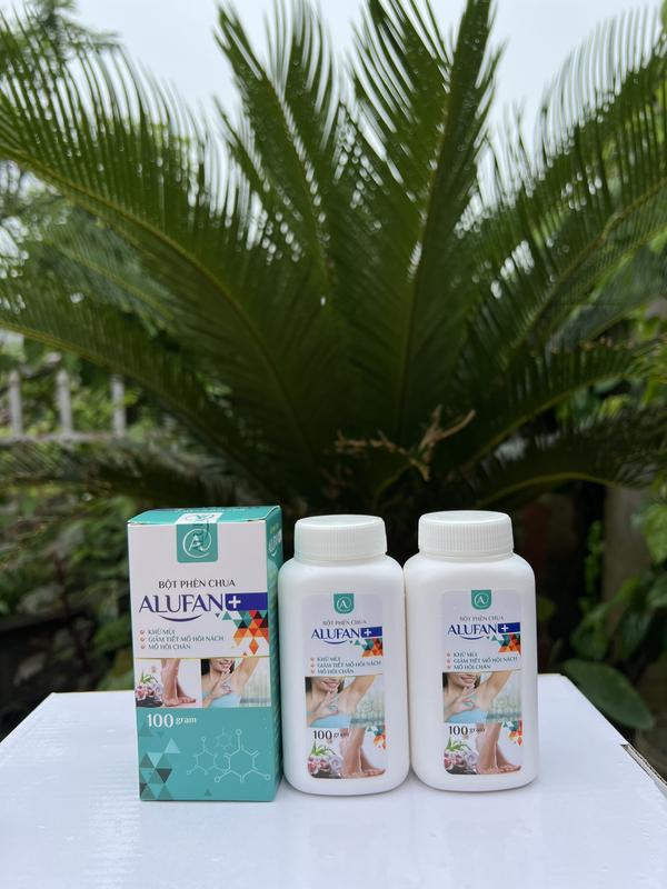  Combo 2 hộp Bột phèn chua mẫu lọ đầu rắc  100g Phèn chua Alufan+  khử mùi hôi nách hôi chân 