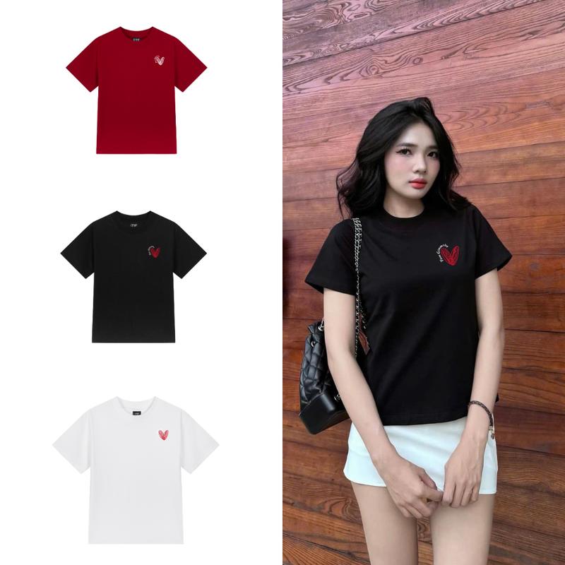 Áo Thun BabyTee Gimme - Hình In Pet Trái Tim - Cotton 250gsm 2 Chiều Cổ Tròn