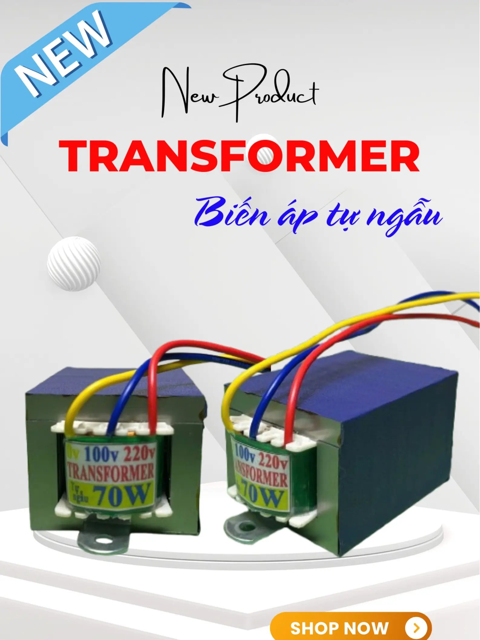 biến áp tự ngẫu 70W, biến áp 220v ra 100v/110v, cùng cho thiết bị nội địa Nhật, Mỹ