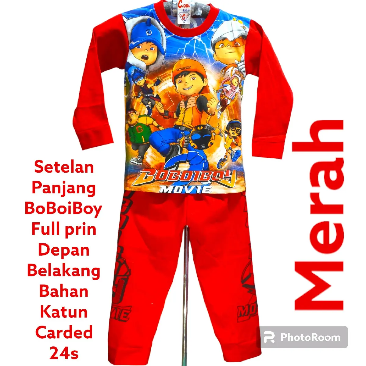 setelan panjang anak laki-laki BoBoiBoy full prin 2-9 tahun