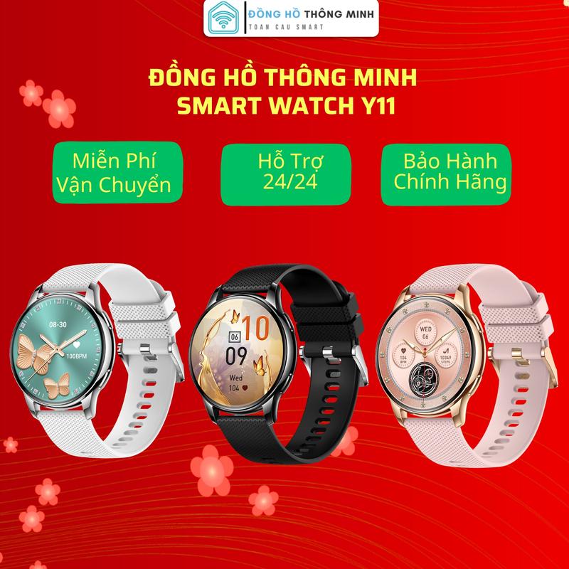 (Tặng 2 dây đeo, miếng dán màn hình) Đồng hồ thông minh Y11 gen 2, Size 41 mm phù hợp cho nam nữ tay vừa hoặc nhỏ, màn hình amoled HD Smartwatch