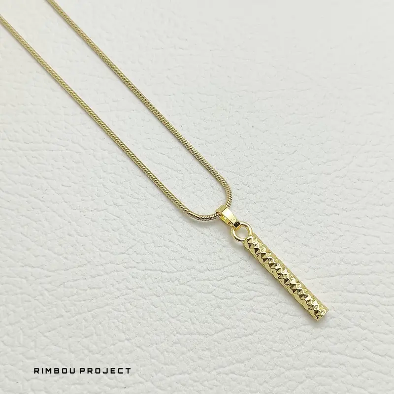 Kalung Rantai Titanium Anti Karat Tidak Berubah  Warna Model Round Snake Liontin Bambu Pria Dan Wanita Gold Silver 3