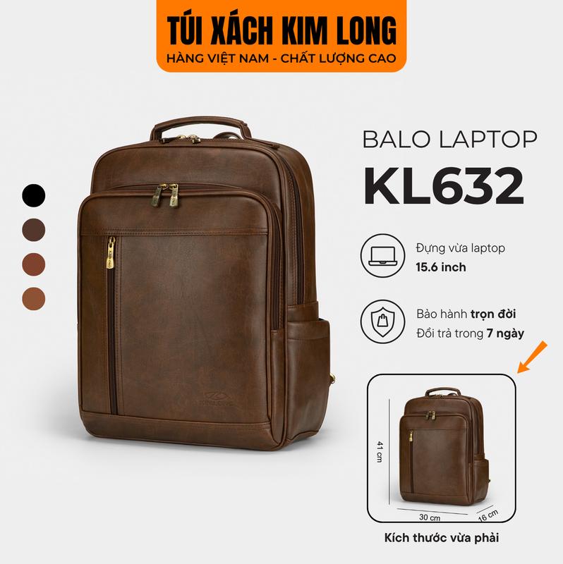 Balo Da Laptop 15.6 Inch Chất Liệu Da Tổng Hợp Chống Thấm Nước Kim Long KL632