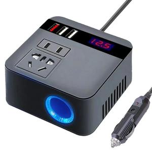 車用インバーター DC12V/24VからDC220Vに変換 LEDディスプレイ付きソケット 高速充電対応 安全で便利な車載用インバーター 12V24V対応 米国・欧州の2ピンプラグのみ対応