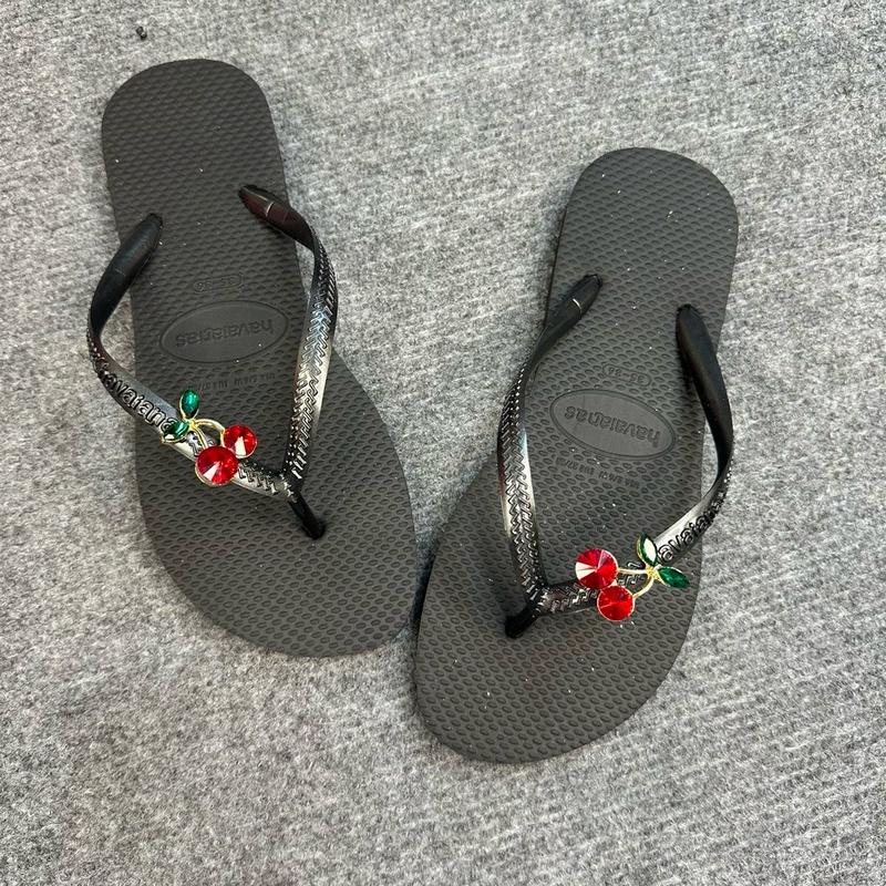 Dép Xỏ Ngón Màu Đen Mix Charm Mini- Mộng Cầm Dép Xinh (Đặt Đúng Size) Shoes GiàY DéP Nữ 2