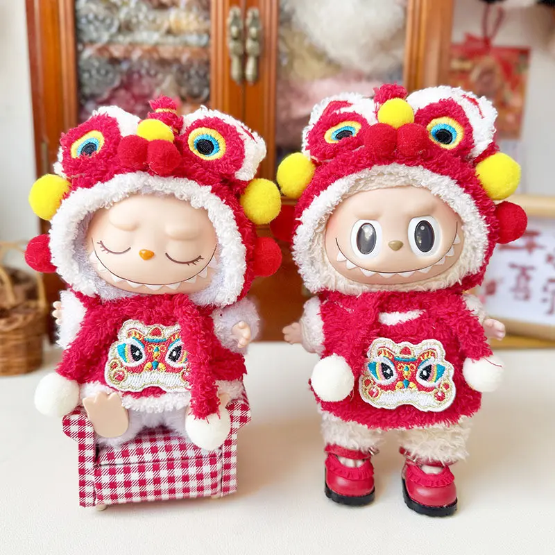 Quần Áo Búp Bê Labubu, HF, Bộ Đồ Năm Mới, Thời Trang Mini, Móc Chìa Khóa, Quần Áo Búp Bê, Dễ Thương Và Tinh Tế, Phụ Kiện Đồ Trang Trí, Thích Hợp Cho Búp Bê 15 / 17CM, Chỉ Quần Áo 4