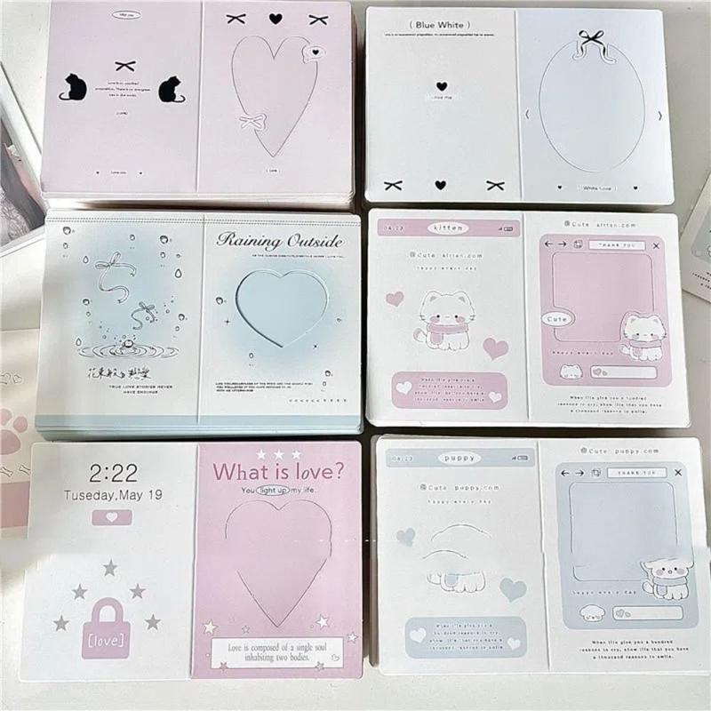 asdfger 6pcs/30pcs New Folding Photocard Holder Hollow Kpop Photo Card Back Card DIY 3 Inch Packing Fixed Cardboard Idol Photo 0