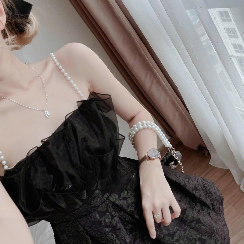 Product Introduction of [Mới] Đầm Gấm Xòe 2 Dây Phối Voan Tơ Thanh Lịch 9