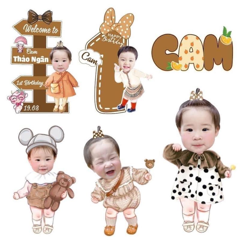Chibi trang trí sinh nhật cho bé trai, bé gái nhiều mẫu