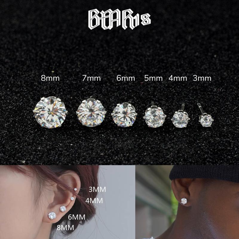 Bông tai - khuyên tai đẹp, khuyên tai đính đá chất liệu titan không gỉ unisex phù hợp cho nam và nữ BEAR18