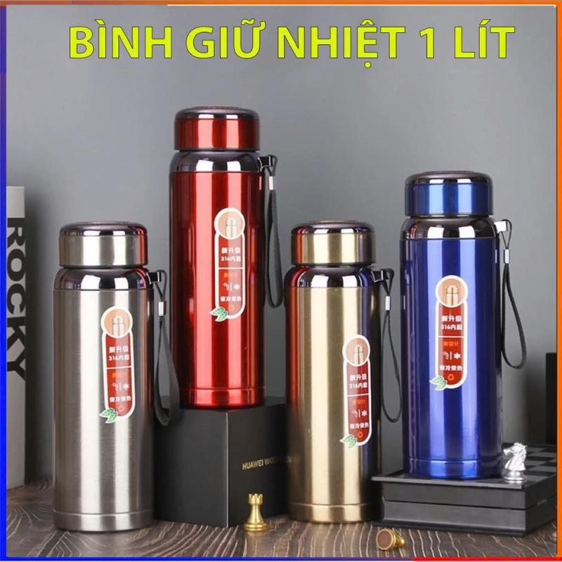  Bình nước giữ nhiệt inox 304 dung tích 1000ml thiết kế có quai xách lạnh 2 lớp 