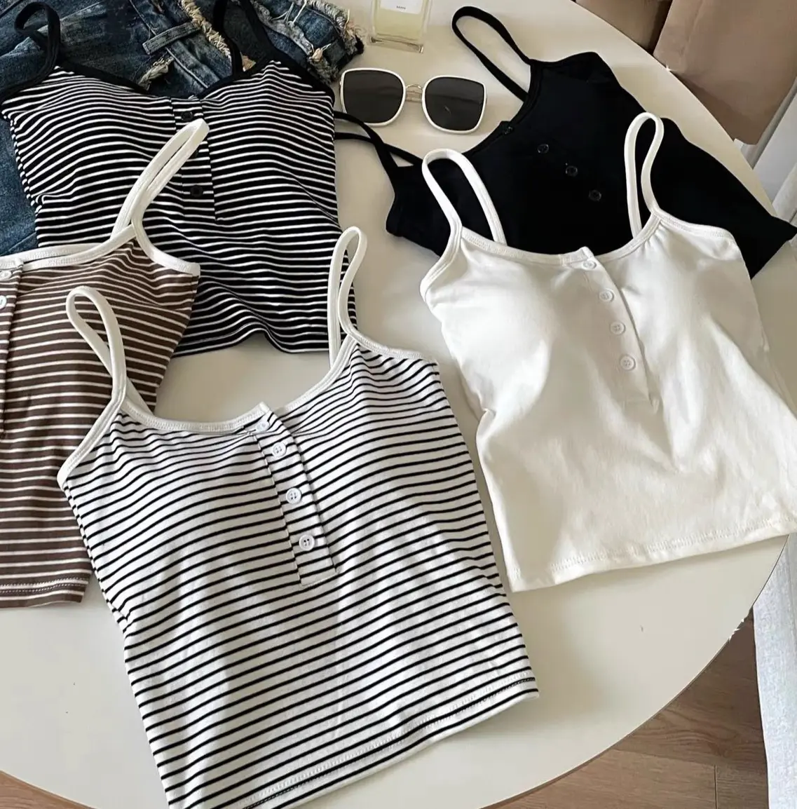 Áo croptop hai dây có đệm lót cotton thoáng mát AD06 thấm mồ hôi tốt cho mùa hè áo nữ mùa hè aoba lo bigsize
