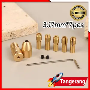 7pcs/set Chuck Kepala Bor Mini Adapter / Adaptor Chuck Collet Brass Dinamo 0.5mm-3mm