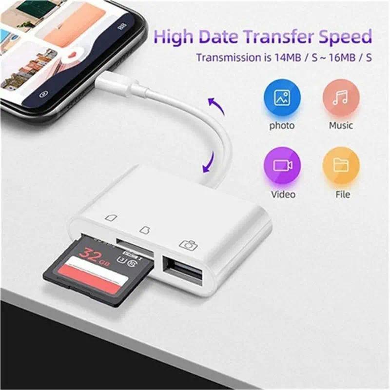 Đầu đọc thẻ chuyển OTG Type-C, cho thẻ điện thoại Type-C, thẻ TF và thẻ SD, đầu đọc thẻ CF 2
