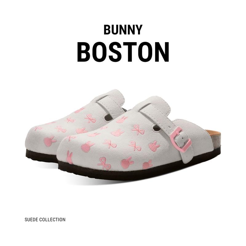 RENCHO dép da bít mũi MULE THE BAD BUNNY BOSTON LÓT DA BÒ NGUYÊN TẤM đế trấu định hình lòng bàn chân