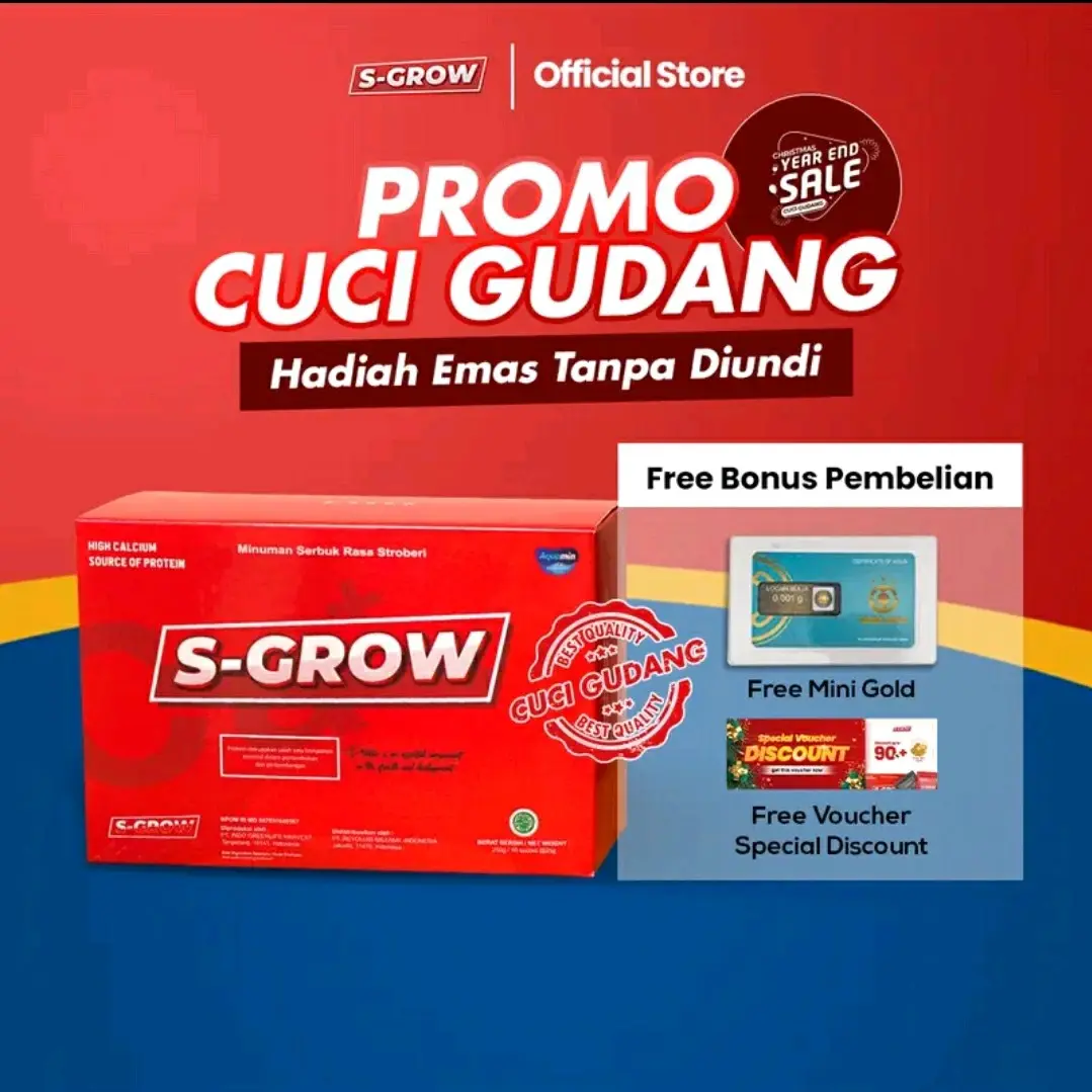 S GROW Peninggi Badan - Suplemen Kesehatan Free Tumbler