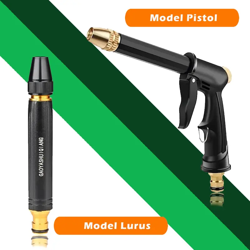 Selang Semprotan Air Semprot Cuci Motor Mobil Siram Taman Benang Hijau Anti Lumut 2mm - Komplit Universal Paket Selang + Semprotan Bonus Konektor Quick Release 2