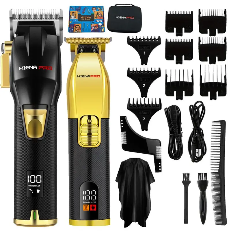 Professional Hair Trimmer Kit, 1 Set Rechargeable Hair Clipper & Trimmer & Shaver & Accessories, Electric Hair Trimmer for Men, Barber Equipment 8