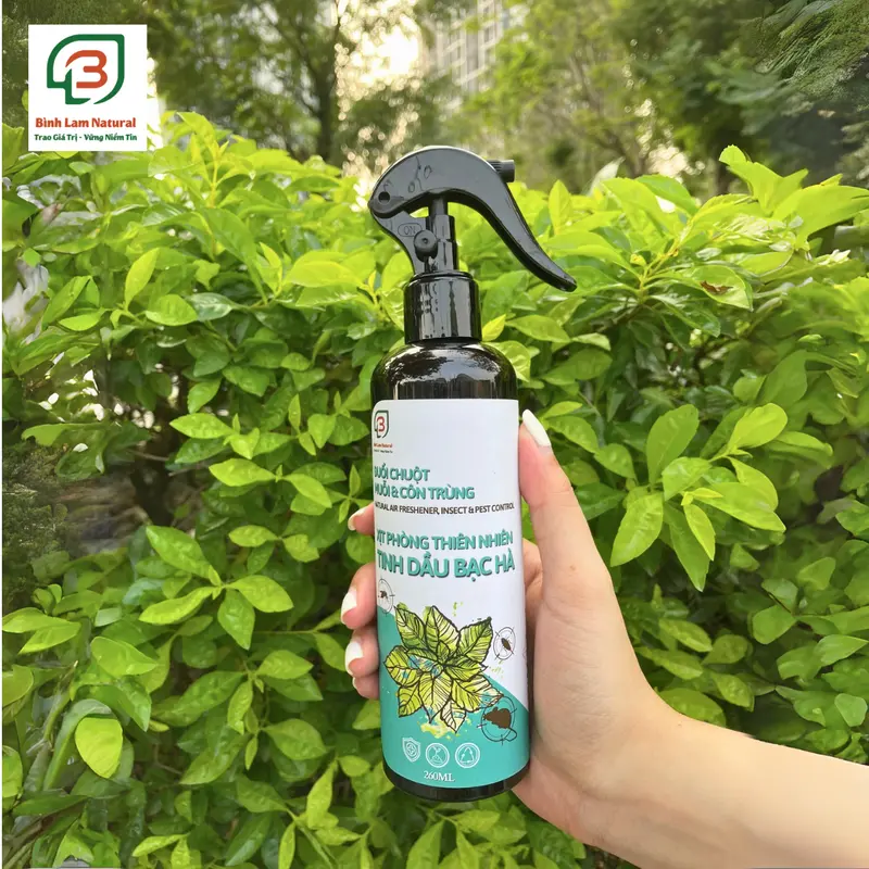Xịt thơm phòng tinh dầu Bạc Hà khử mùi, diệt khuẩn, ẩm mốc, hỗ trợ đuổi chuột, muỗi, côn trùng hữu cơ Bình Lam Natural 260ml 2