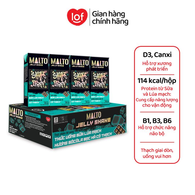 [NEW] MALTO Sữa lúa mạch Malto Jelly Shake Shake It Off hương socola bạc hà có thạch thùng 48 hộp x 170ml-ST 2