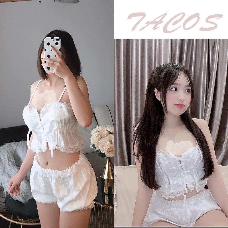 HT32 Bộ áo và quần ngủ sexy thô đũi, đồ ngủ 2 dây dễ thương