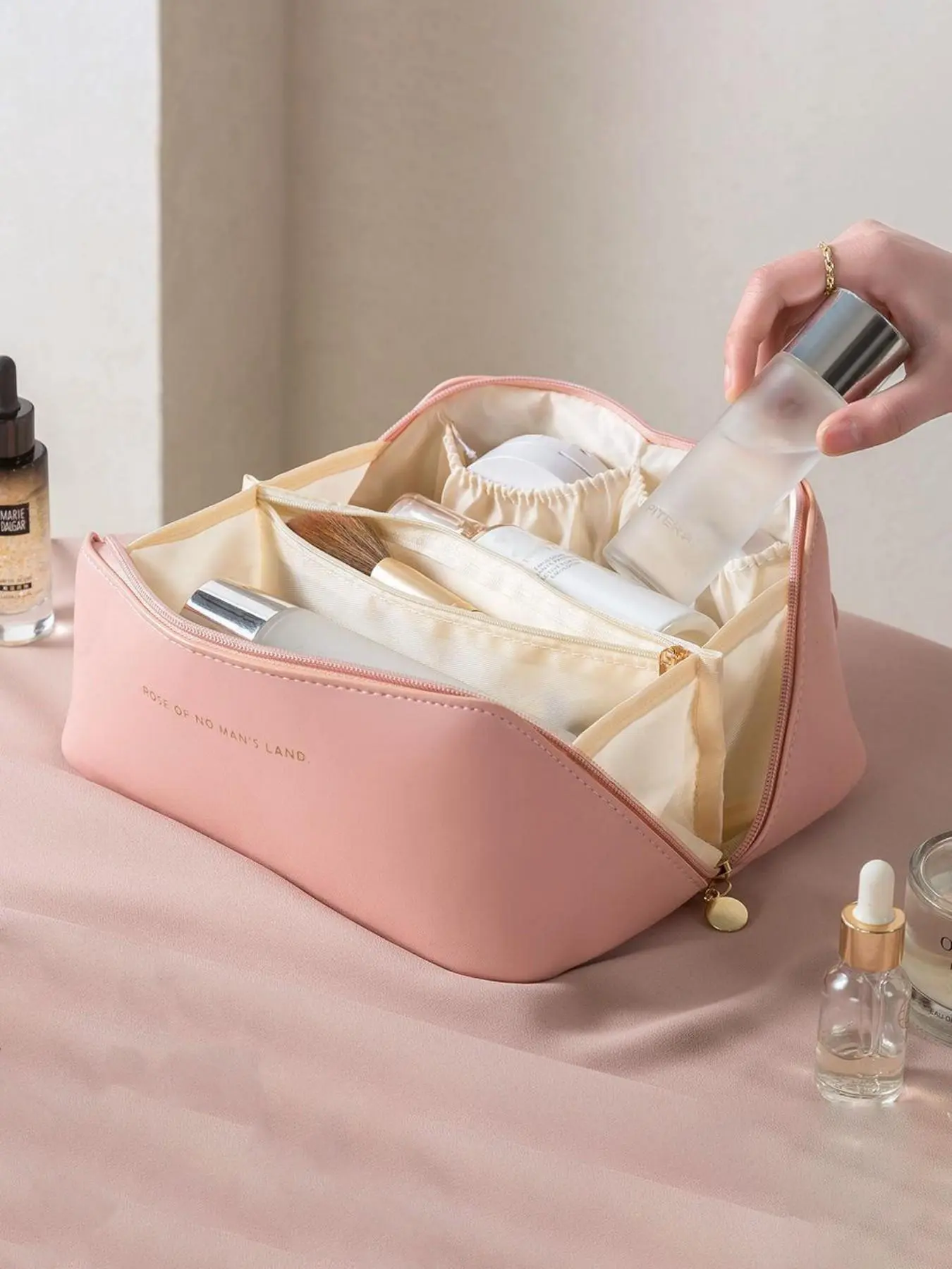 Large Capacity Travel Cosmetic Bag, Waterproof Makeup Bag, Portable Toiletry Bag, Zipper Makeup Organizer Pouch, Versatile Storage Bag for Travel