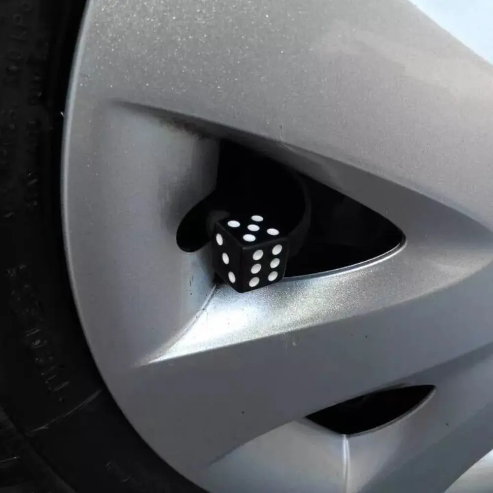 4x Dice-Shape Valve Stem Air Tire Cap Cover Universal Colored Die Car/Truck/Bike