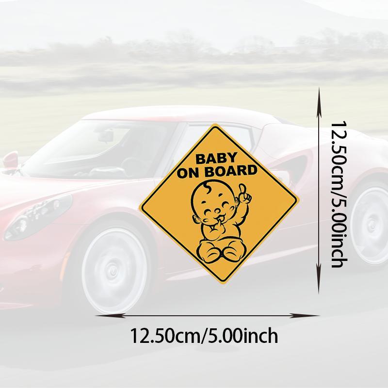 Baby Safety Warning Sticker, Cartoon Baby Pattern Decal, Waterproof Car Sticker For Window Bumper 2