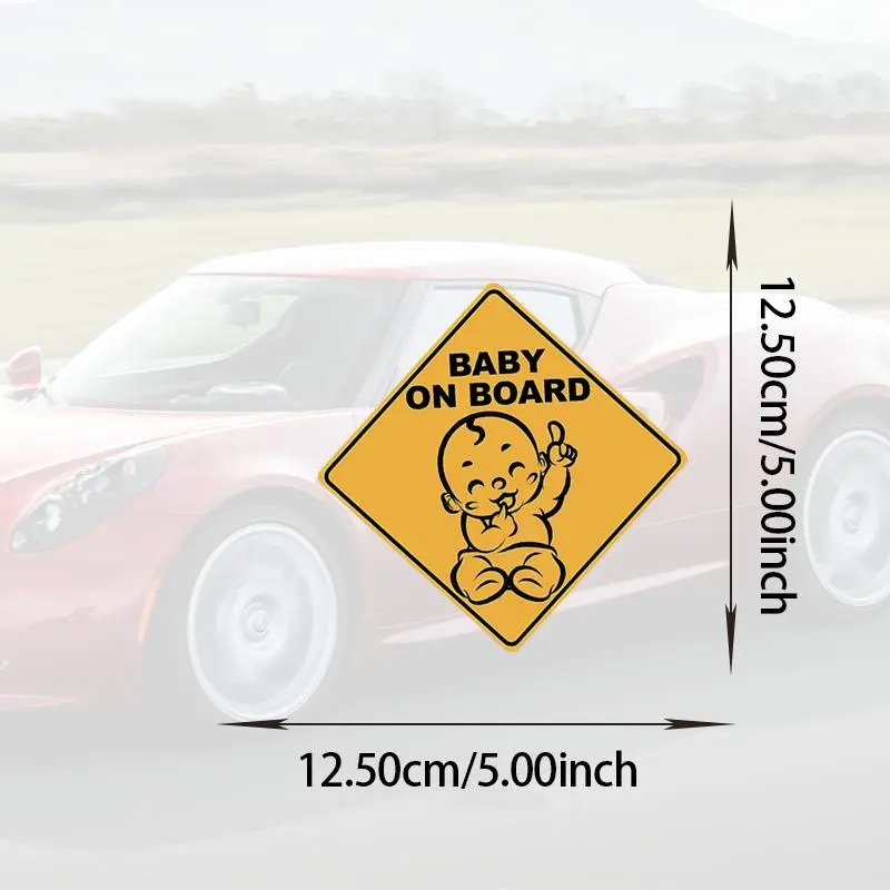 Baby Safety Warning Sticker, Cartoon Baby Pattern Decal, Waterproof Car Sticker For Window Bumper 2