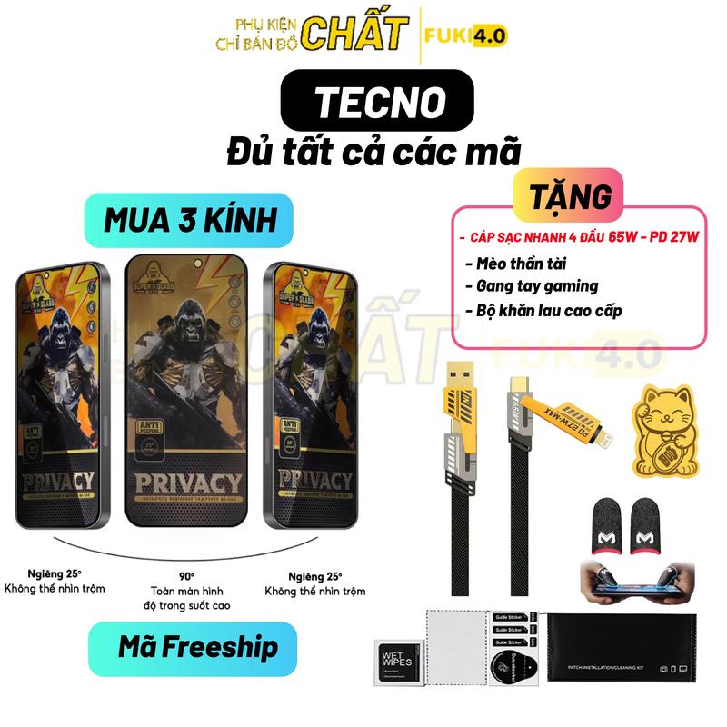 Kính cường lực chống nhìn trộm tương thích cho Tecno Spark 8C Tecno Spark 6 Go Spark 7T Pop 5 Lte Pova neo Pova 4 Pro Spark 10 9 9T 9 Pro Camon 20 Pro