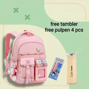 Tas Ransel Cewek Korean Style Terbaru SD SMP SMA Tas Sekolah Anak Perempuan Fashion kedap air Purple
