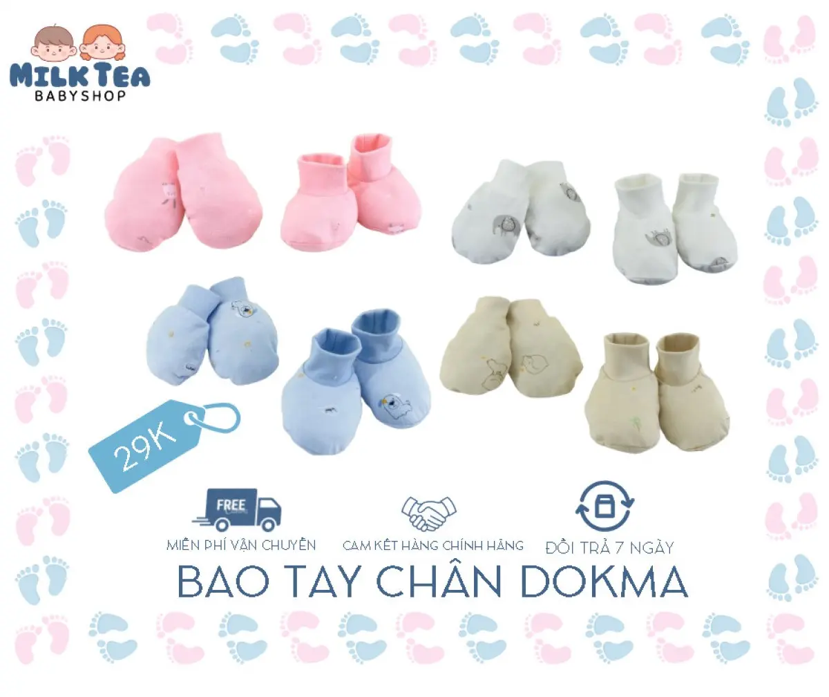 [DOKMA] Bao tay chân dệt từ vải sợi tre mềm mịn và thoáng khí an toàn cho bé yêu