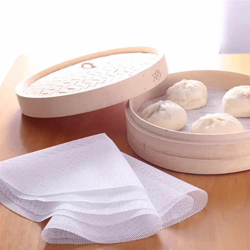 Non-Stick White Silicone Steamer Pad Dim Sum Paper Restaurant Steamers Mat Cooking Tools Kitchen Accessories