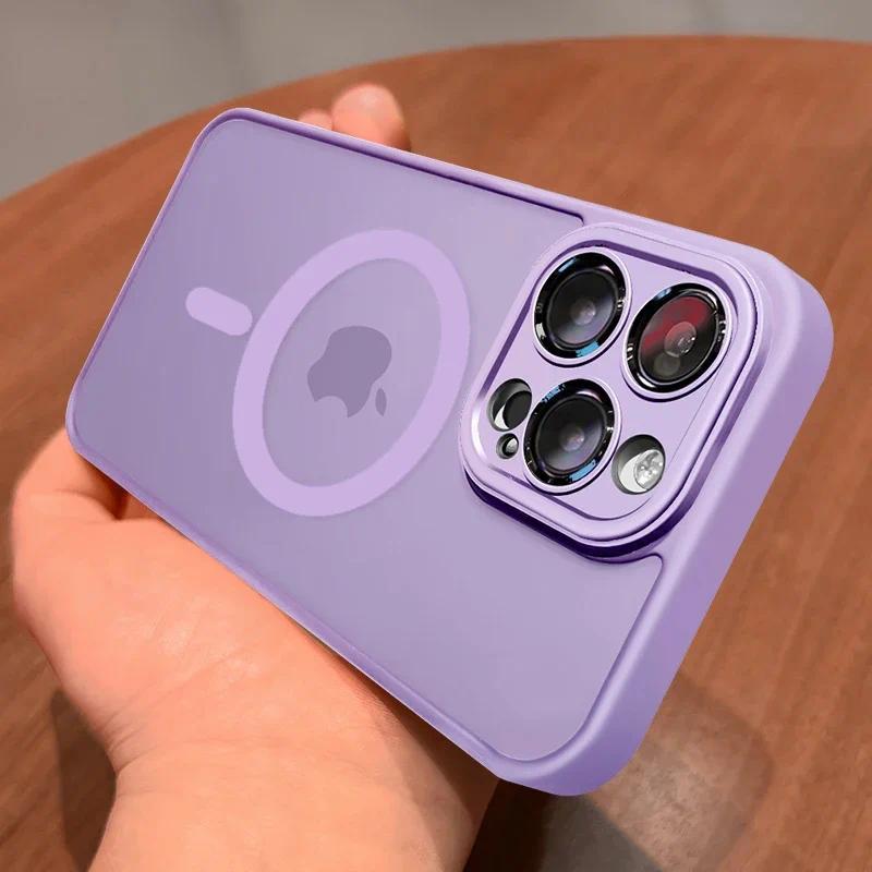 Product Introduction of Magnetic Luxury Matte Translucent Armor Shockproof Case For iPhone 15 14 13 12 11 16 Pro Max Plus Magsafe Wireless Charge Cover 15