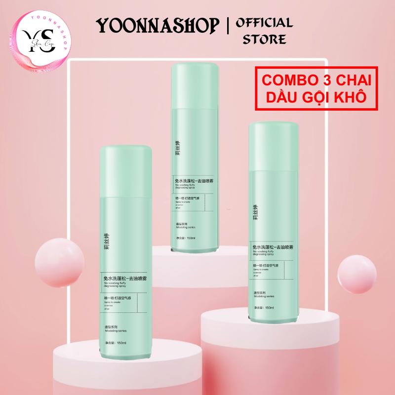 COMBO 3 Chai Dầu Gội Khô Dạng Xịt 150ml Hỗ Trợ Tóc Bồng Bềnh Mềm Mại