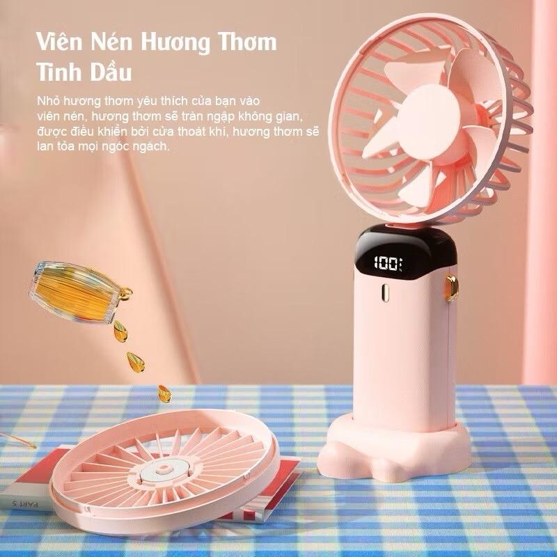 ￼Quạt cầm tay tích điện dung lượng p..i...n khủng 5000 mAh , quạt mini 5 tốc độ gió linh hoạt 7