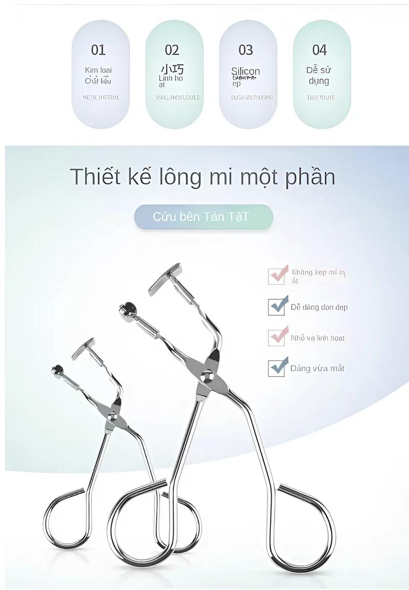 Product Introduction of Kẹp uốn mi góc chữ L chất liệu kim loại chuyên dụng để trang điểm 1