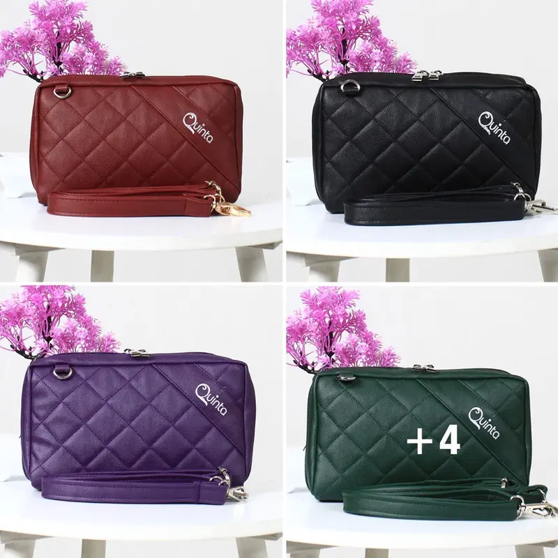 TAS SELEMPANG WANITA QUINTA MAHYRA SLINGBAG UK. 24X15X4 CM  Dengan Quilting Bahan 3 Lapis, Tas Pengatur Keuangan Anda Hitam 0