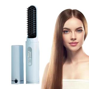 Portable Straightener, New Rechargeable Wireless Hair Straightening Comb for Curly Hair, Portable Mini Straightening Plate, Negative Ion Non-harming Power Generation Comb Hair Straightene