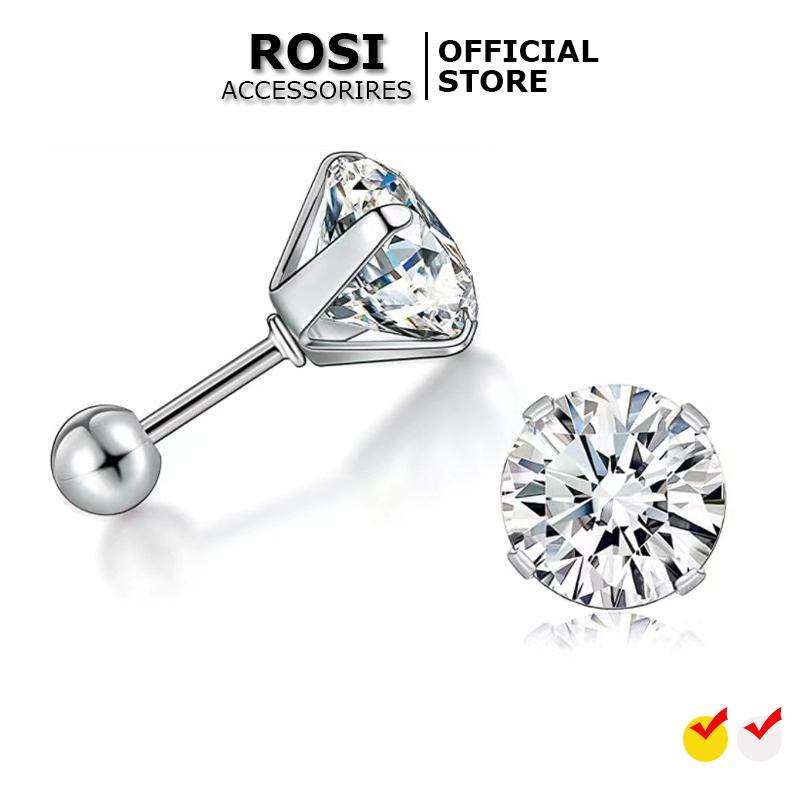  Bông tai nụ nam nữ đính đá zircon khuyên tai thời trang bền đẹp  1 chiếc  