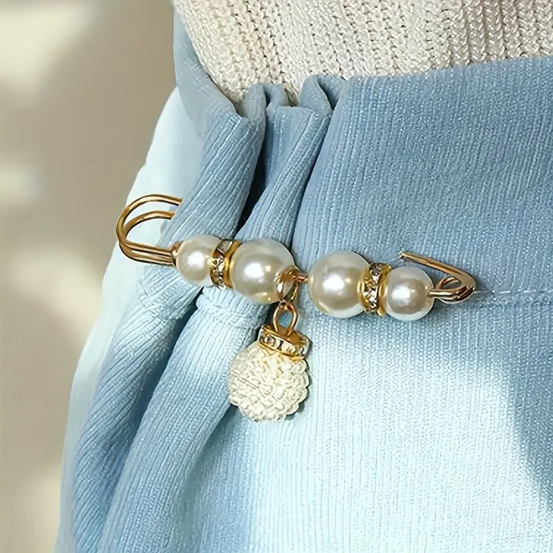 6pcs Faux Pearl Brooch Pins For Women, Cardigan Safety Pin Shirt Dress Pins Pearl Sweater Shawl Clip Waist Pins For Dress Pants White Pearl Brooches For Women 5