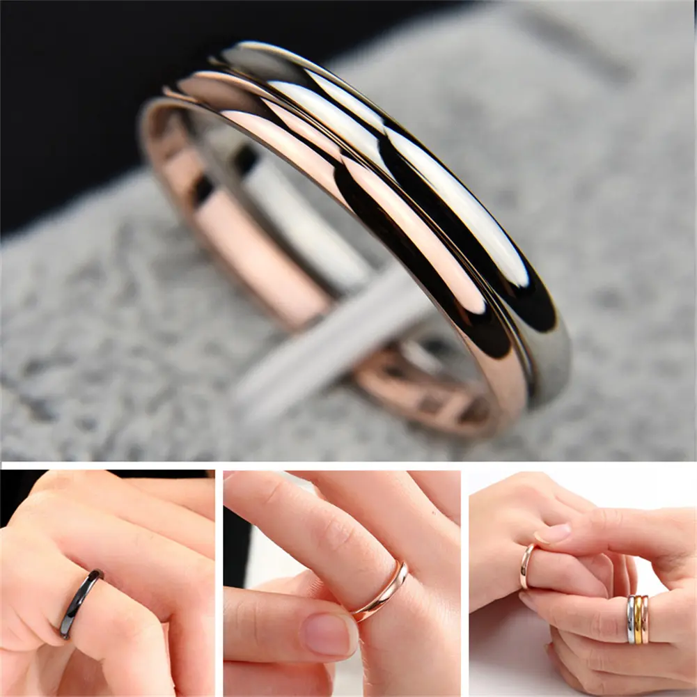 Korean Version European And American Hot Style Ring Stainless Steel Women Smooth 2mm Titanium Thin Couple Ring Temperament Niche Plain Ring For Women