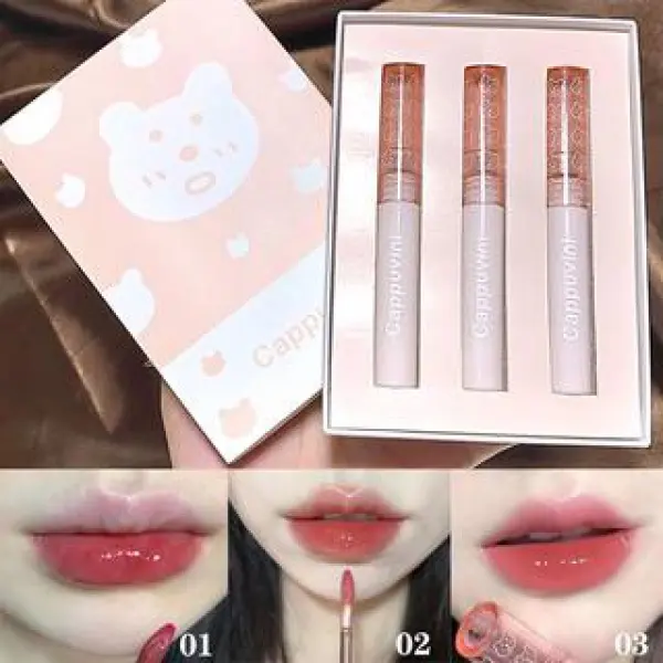 Cappuvini-son bóng mờ, phong cách Hàn Quốc, khỏa thân tự nhiên, 3 miếng mỗi bộ Nữ Cosmetic Trang Điểm Mỹ Phẩm