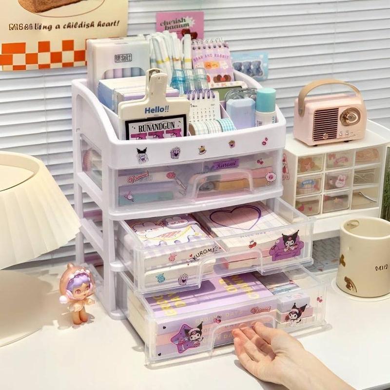 Kệ đựng mỹ phẩm 4 tầng hộp đựng đồ trang điểm cá nhân để bàn học văn phòng có ngăn tiện lợi Kitchen - Tặng kèm sticker dán trang trí 3